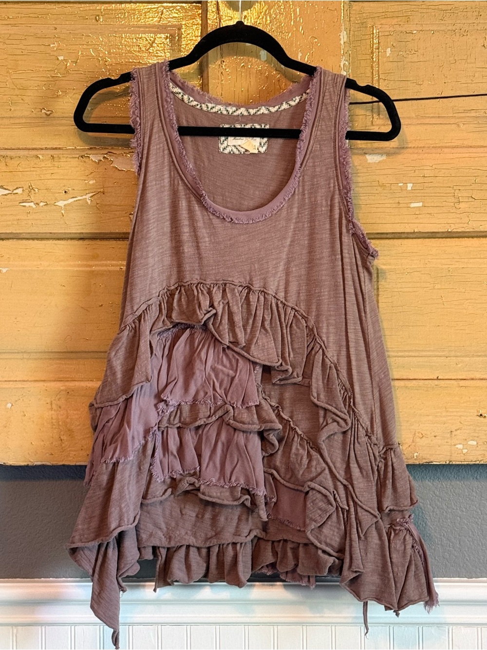 Meadow Rue Mauve Ruffled Sleeveless Tank